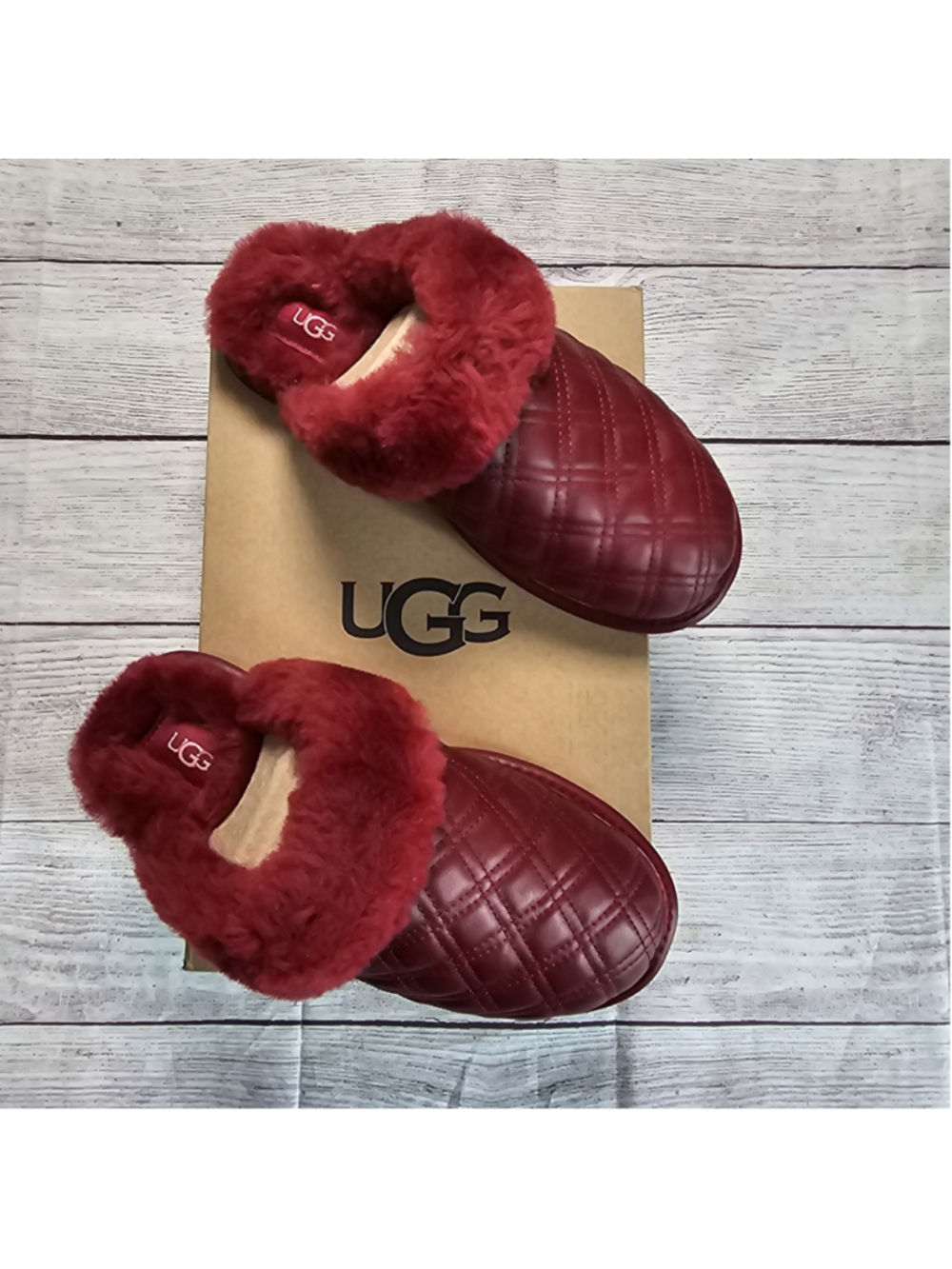 NWT UGG sz 8 scuffette II Quilted red slip on slippers